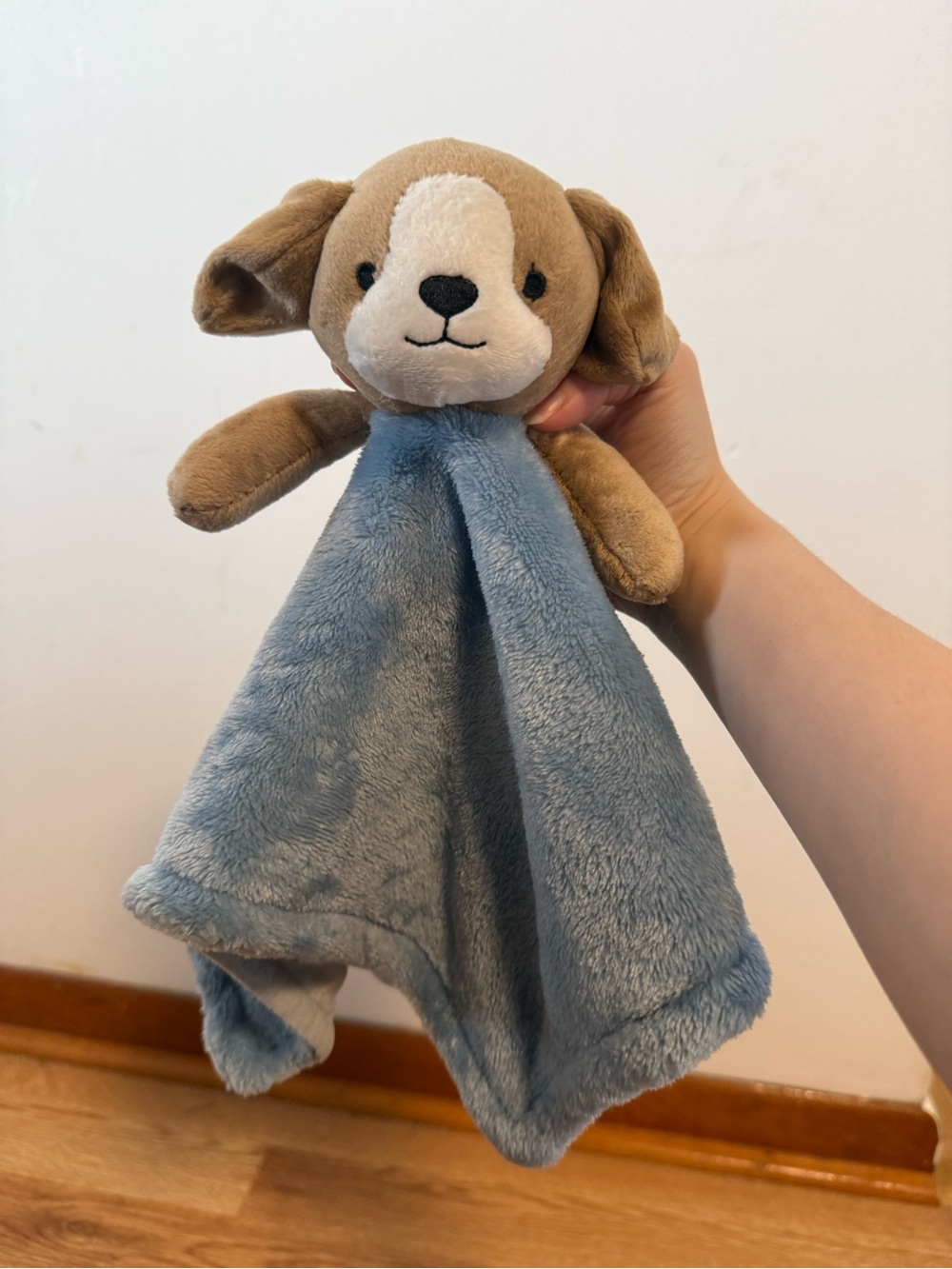 Carter's Blue Minky Brown Puppy Dog Lovey Security Blanket 2020 14"